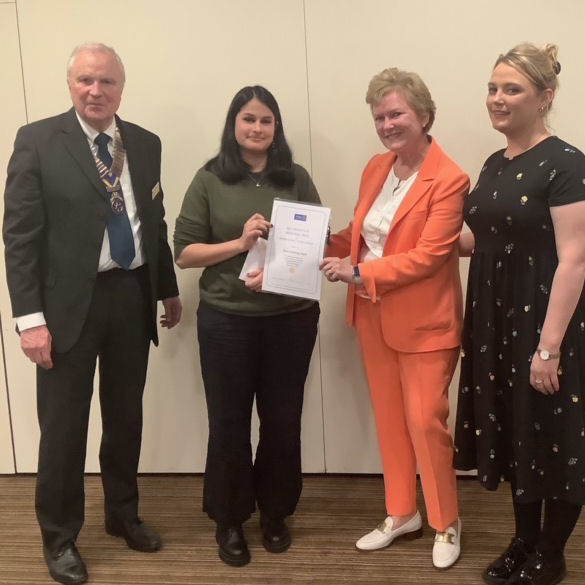 Tara Conway-Shah of Roundwood Park School is this year’s winner of the Bill Hewetson Memorial Prize and Rotary Young Citizen Award. The awards recognise a young person’s achievements in the spirit of the Rotary motto Service above Self.